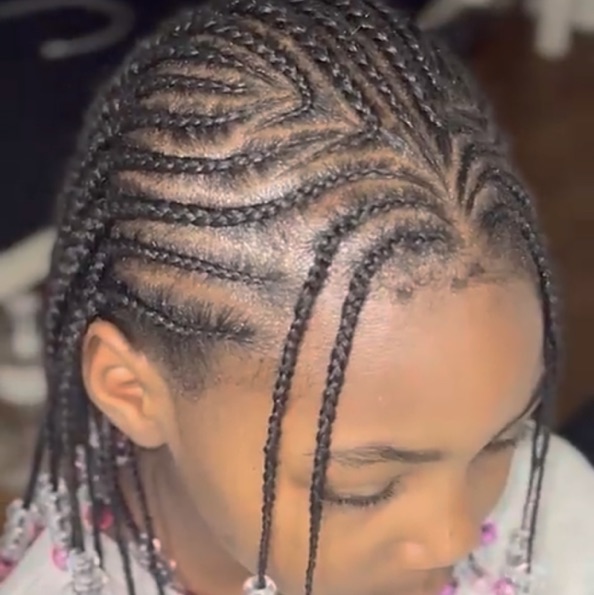Natte collé, vanille, modèle, barrel twist